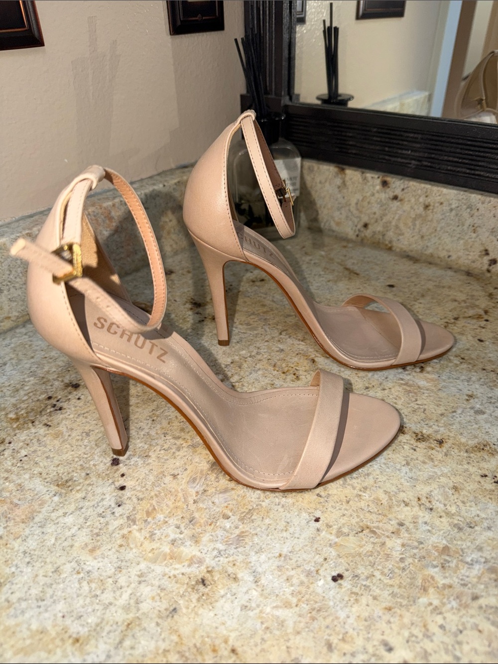Schutz Nude Ankle-Strap Stiletto Sandals Cadey Lee 8
